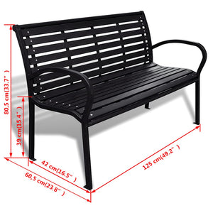 Gartenbank Schwarz Stahl WPC 125cm