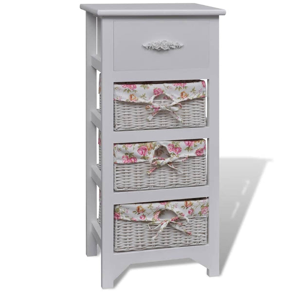 Weißer Beistellschrank mit Schublade & Körben