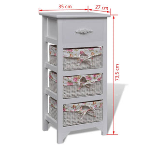 Weißer Beistellschrank mit Schublade & Körben
