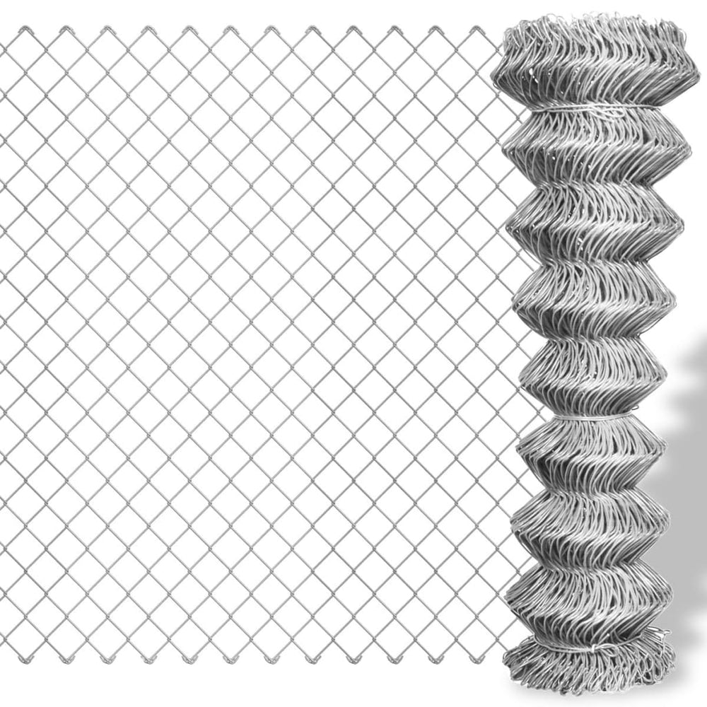 vidaXL Chain Link Fence Galvanized Steel 15x1.25 m Silver