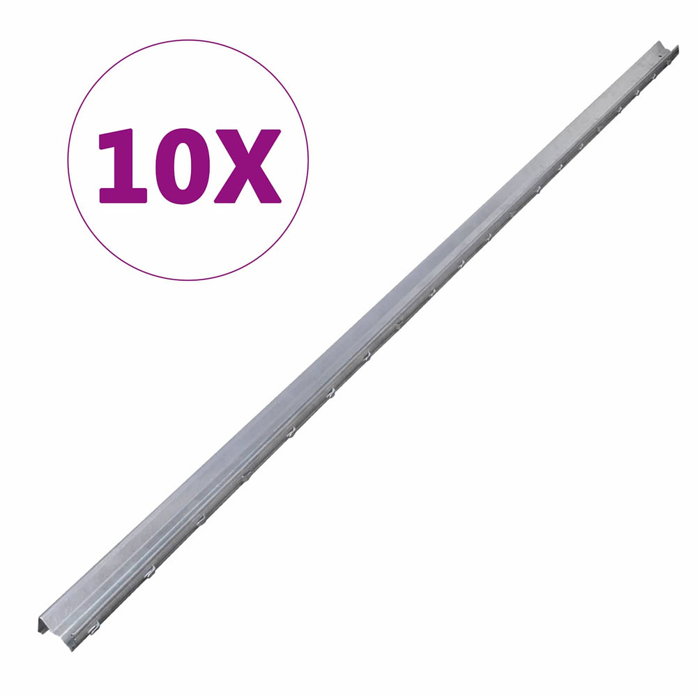 Zaunpfosten 10 pcs Silber 200 cm Stahl