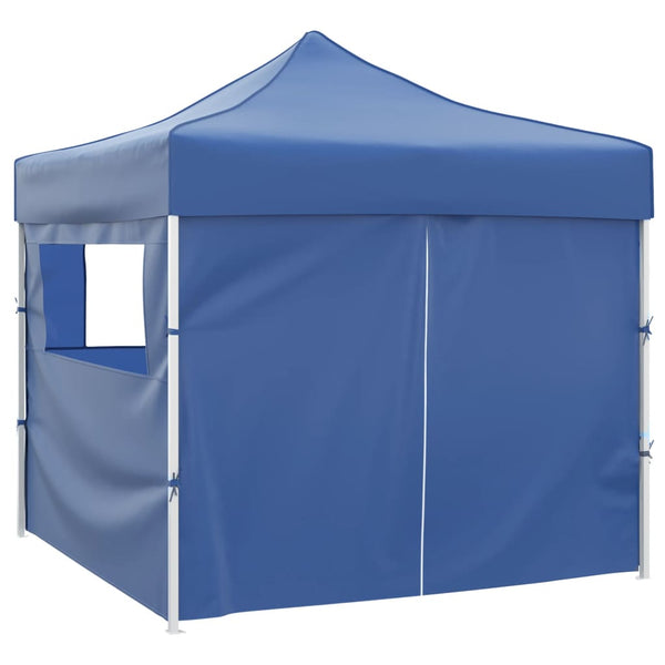 Faltzelt 3x3 m Blau mit 4 Seitenwänden