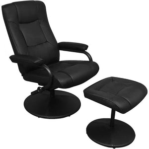 TV-Sessel mit Hocker Schwarz Kunstleder