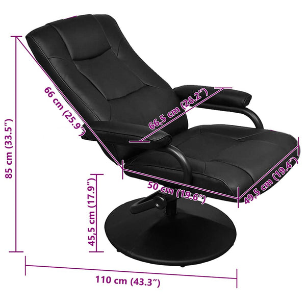 TV-Sessel mit Hocker Schwarz Kunstleder