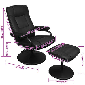 TV-Sessel mit Hocker Schwarz Kunstleder