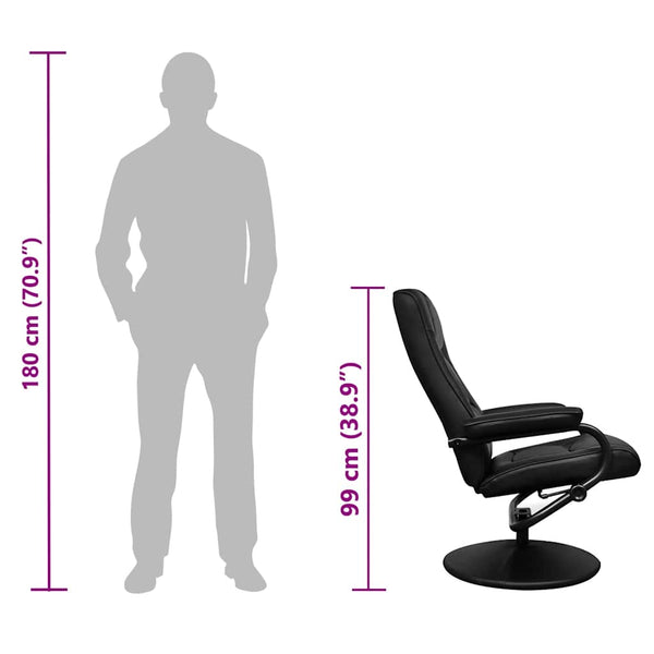 TV-Sessel mit Hocker Schwarz Kunstleder