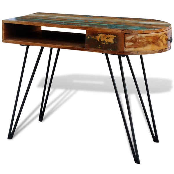vidaXL Bureau en bois de récupération massif avec pieds en fer
