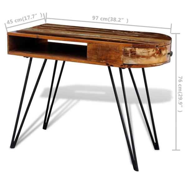 vidaXL Bureau en bois de récupération massif avec pieds en fer