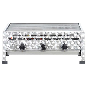 vidXL Gastro-Gasgrill 3 Flammen Edelstahl Silbern