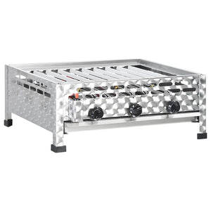 vidXL Gastro-Gasgrill 3 Flammen Edelstahl Silbern