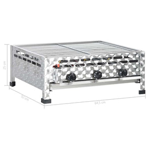 vidXL Gastro-Gasgrill 3 Flammen Edelstahl Silbern