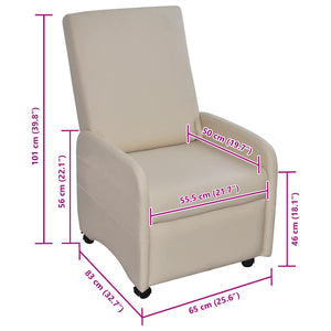 Sessel Klappbar Creme Kunstleder
