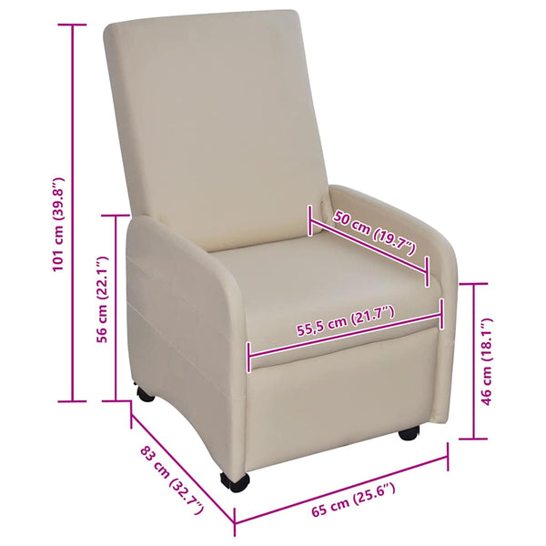 Sessel Klappbar Creme Kunstleder