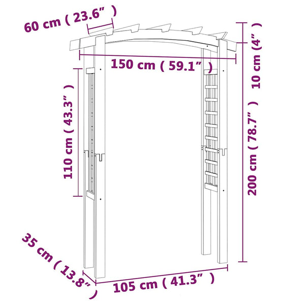 Holz Gartenbogen 150x60x210 cm