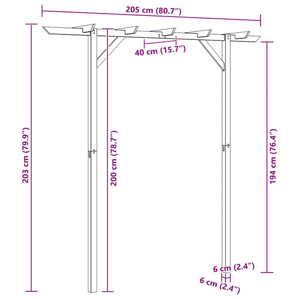 Holz Gartenpergola 205 cm