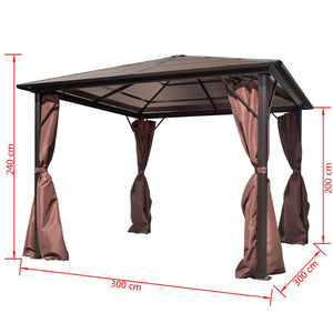 Pavillon Braun 300x300 cm mit Vorhängen