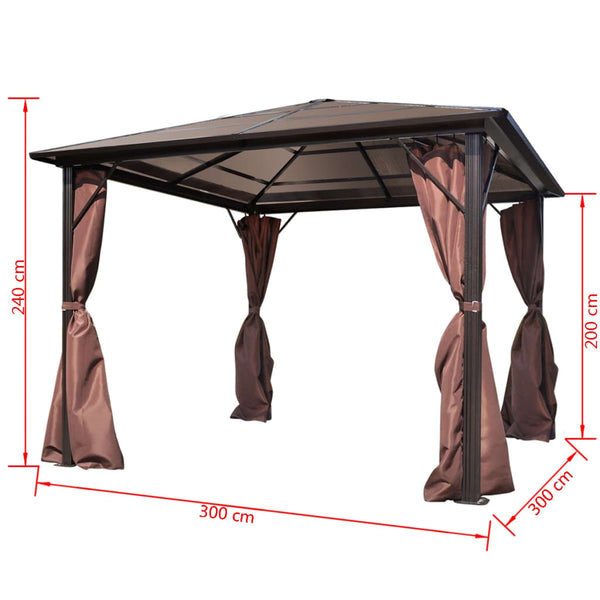 Pavillon Braun 300x300 cm mit Vorhängen