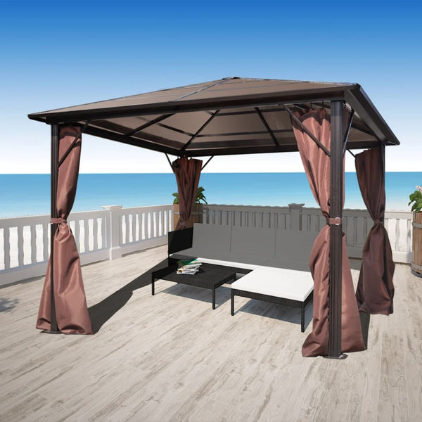 Pavillon Braun 300x300 cm mit Vorhängen