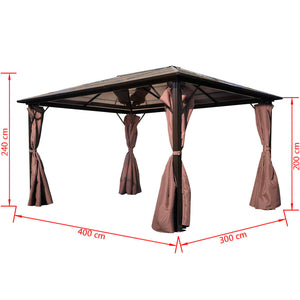 Pavillon mit Vorhängen Braun 400x300 cm