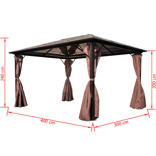 Pavillon mit Vorhängen Braun 400x300 cm