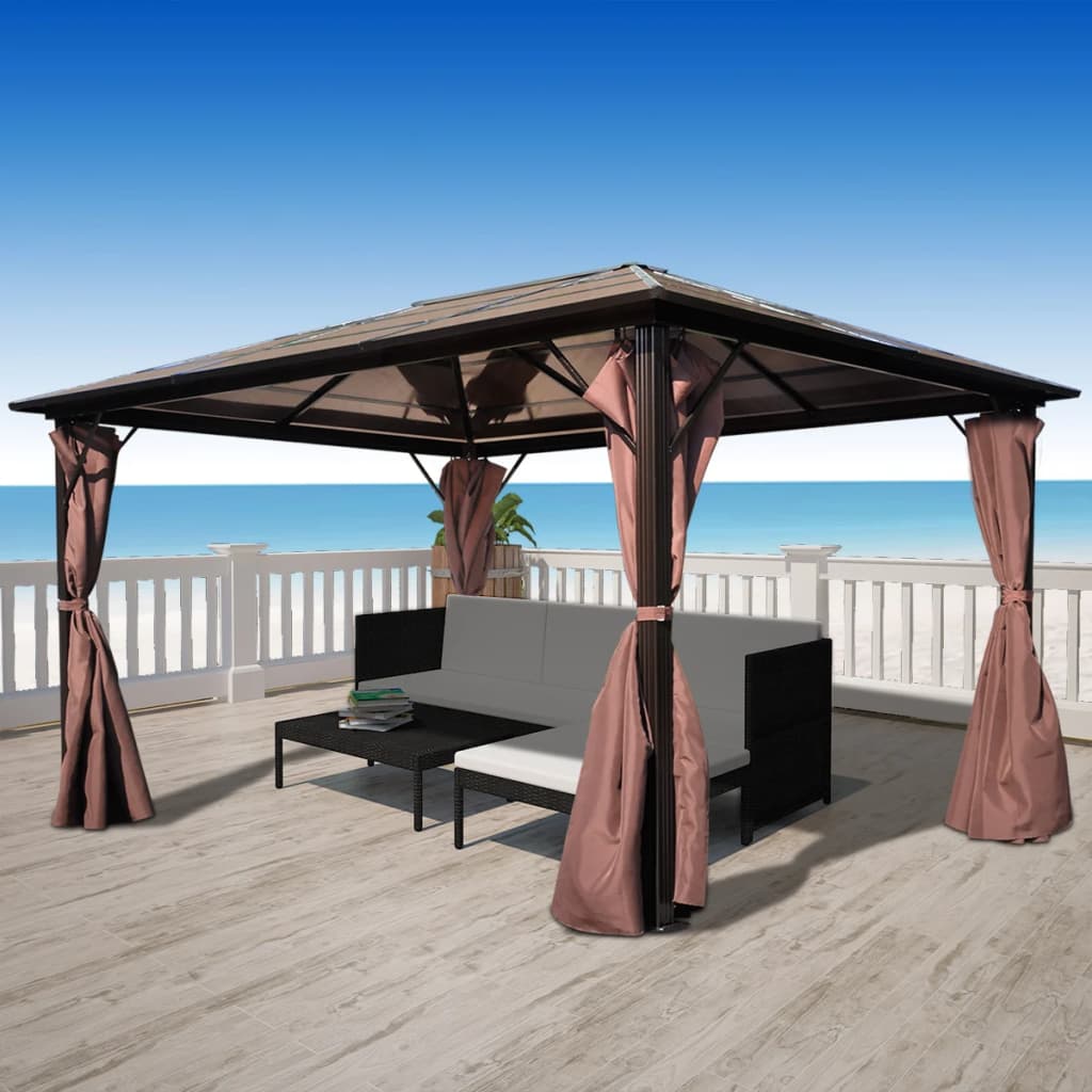 Pavillon mit Vorhängen Braun 400x300 cm