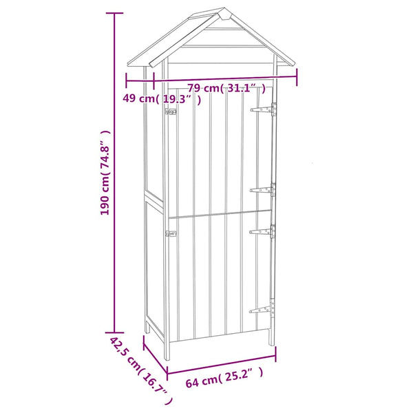 Gartenschrank Braun 42,5x64x190 cm