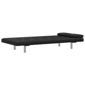 Schlafsofa Kunstleder Schwarz mit Kissen