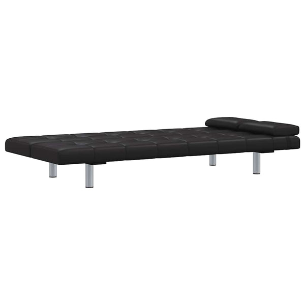 Schlafsofa Kunstleder Schwarz mit Kissen