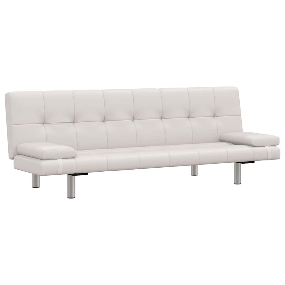 Ausziehbares Schlafsofa Cremeweiß mit Kissen