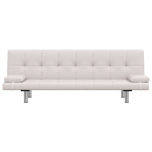 Ausziehbares Schlafsofa Cremeweiß mit Kissen