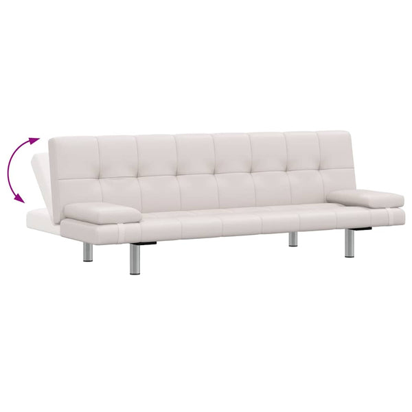Ausziehbares Schlafsofa Cremeweiß mit Kissen