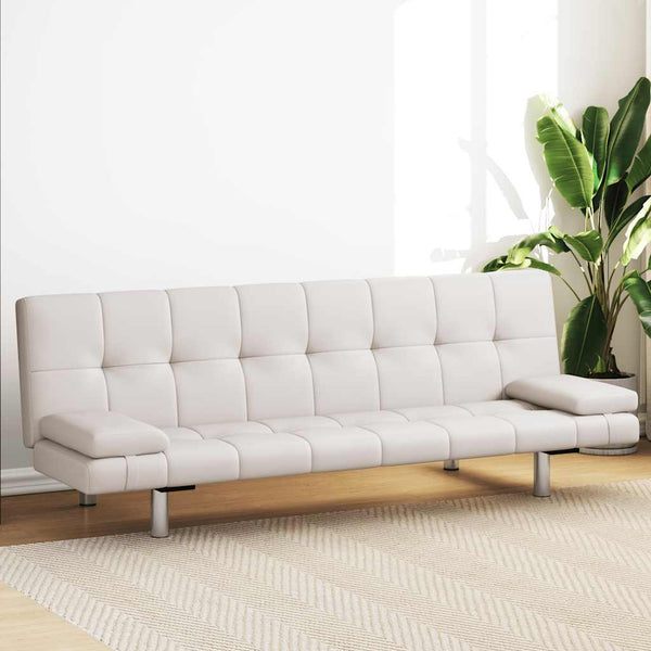 Ausziehbares Schlafsofa Cremeweiß mit Kissen