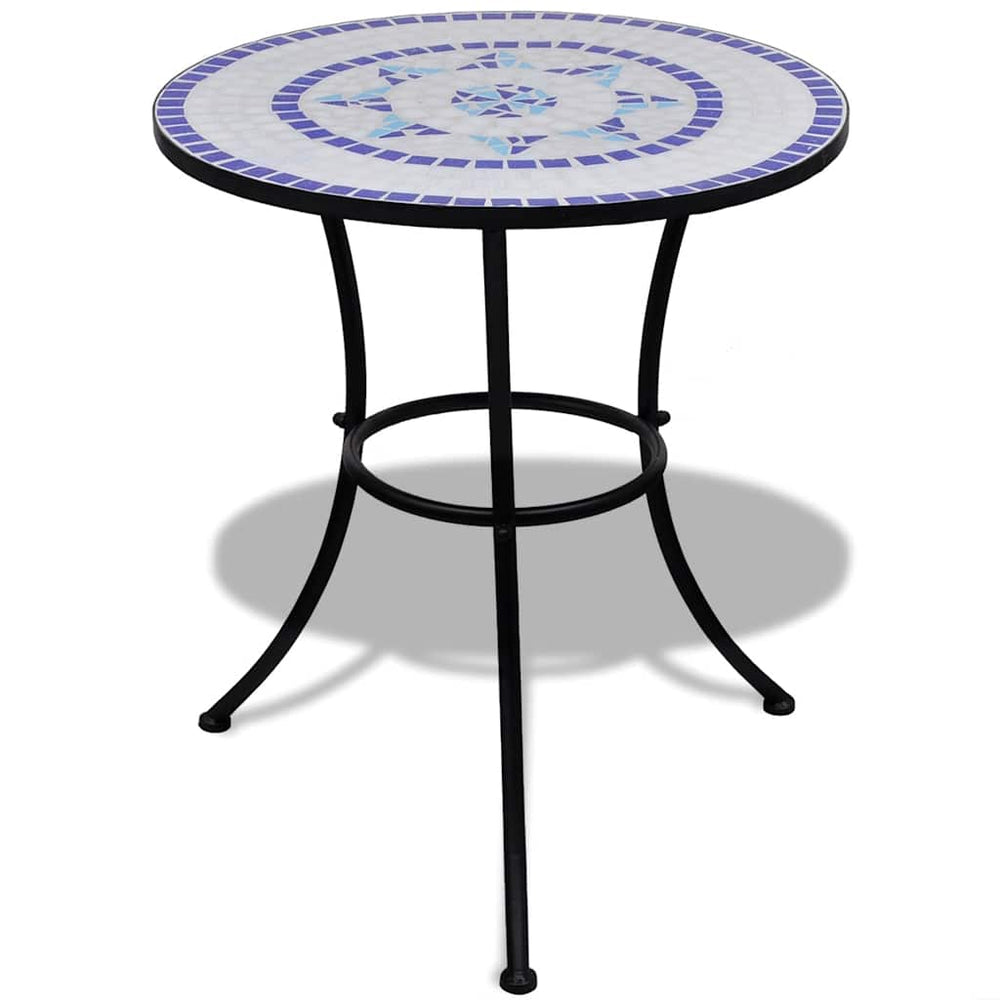vidaXL Ensemble de bistro 3 pièces en mosaïque bleu et blanc