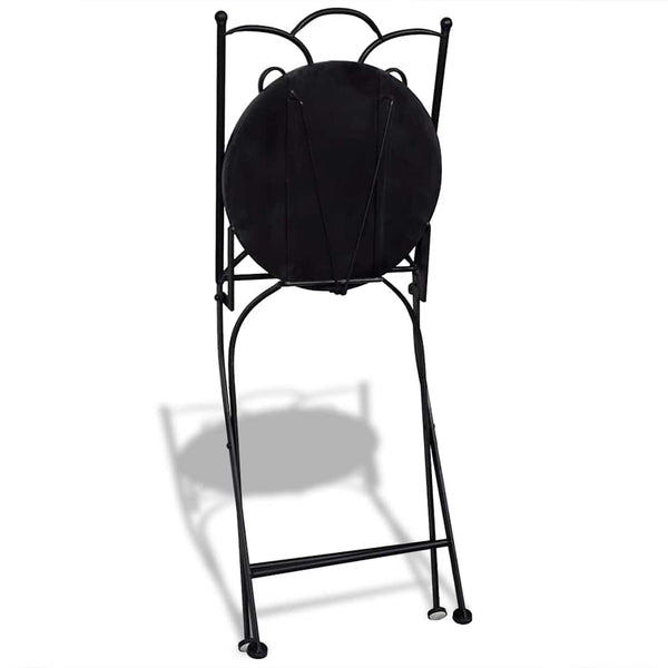 3-tlg. Bistro-Set Keramikfliesen Blau und Weiß