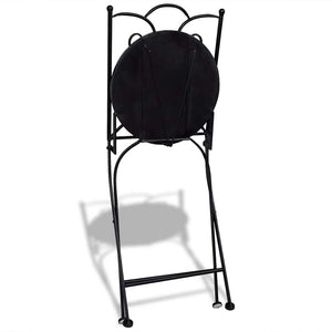 3-tlg. Bistro-Set Keramikfliesen Blau und Weiß