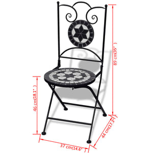 3-tlg. Bistro-Set Keramik Schwarz und Weiß