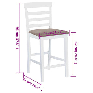 vidaXL Tabourets de bar 2 pcs Tissu Blanc
