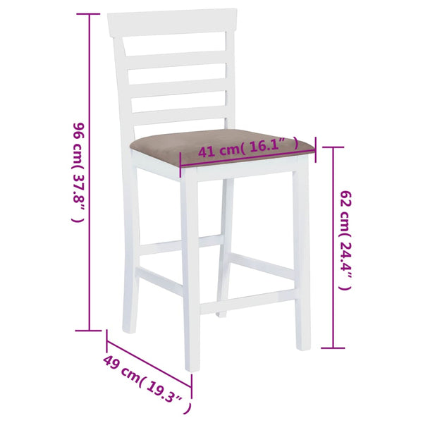 vidaXL Tabourets de bar 2 pcs Tissu Blanc