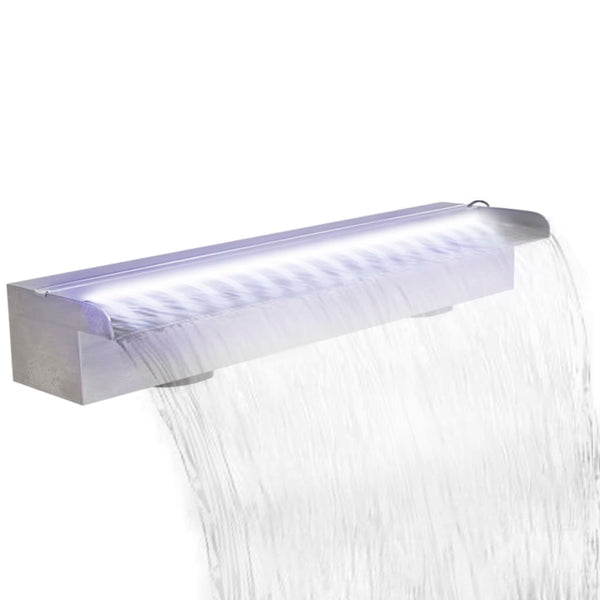 Pool Wasserfall mit LED Edelstahl 60cm