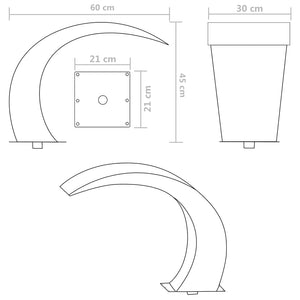 Edelstahl Garten Wasserfall 45x30x60 cm