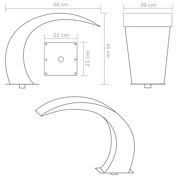 Edelstahl Garten Wasserfall 45x30x60 cm