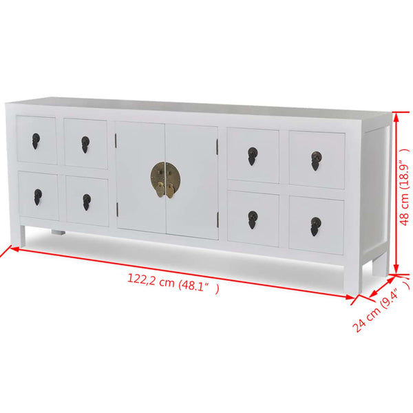 Sideboard Holz Asiatisches Design 8 Schubladen 2 Türen