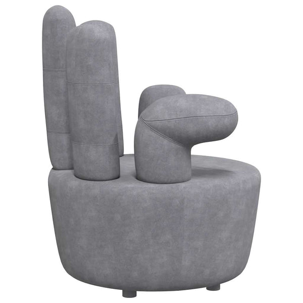 Grauer Samt Sessel in Handform
