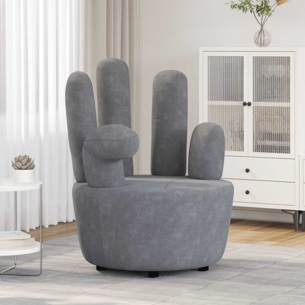 vidaXL Fauteuil en forme de main Velours Gris