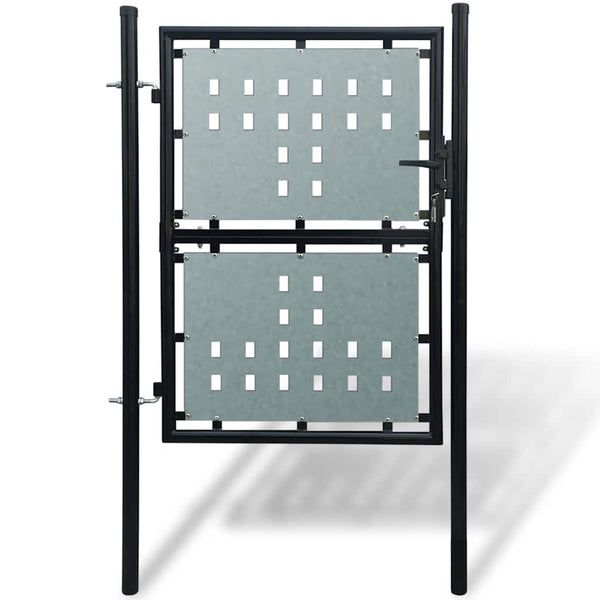 Schwarzes Einzeltür-Gartentor 100x125 cm