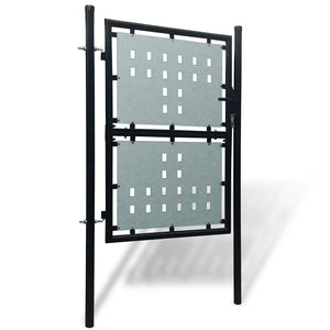 Schwarzes Einzeltür-Gartentor 100x125 cm