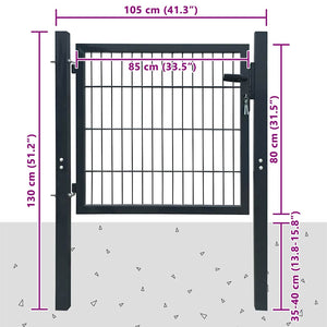 vidaXL 2D Garden Gate (Single) Anthracite Grey 100x80 cm
