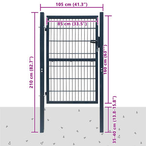 vidaXL 2D Garden Gate (Single) Anthracite 100x160 cm