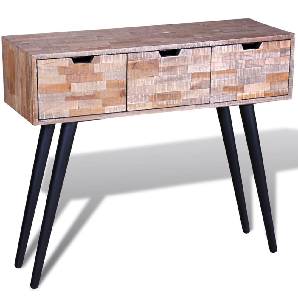 Konsolentisch Altholz Teak mit 3 Schubladen