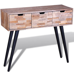 Konsolentisch Altholz Teak mit 3 Schubladen